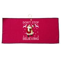 Don't Stop Believing Christmas Ugly Sweater Design Large Microfiber Waffle Golf Towel