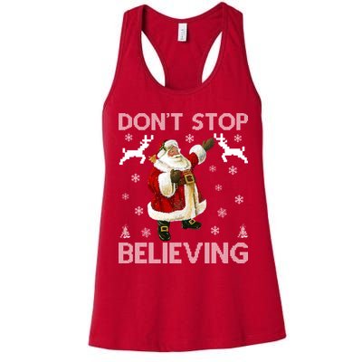Don't Stop Believing Christmas Ugly Sweater Design Womens Tank Top