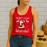 Don't Stop Believing Christmas Ugly Sweater Design Womens Tank Top