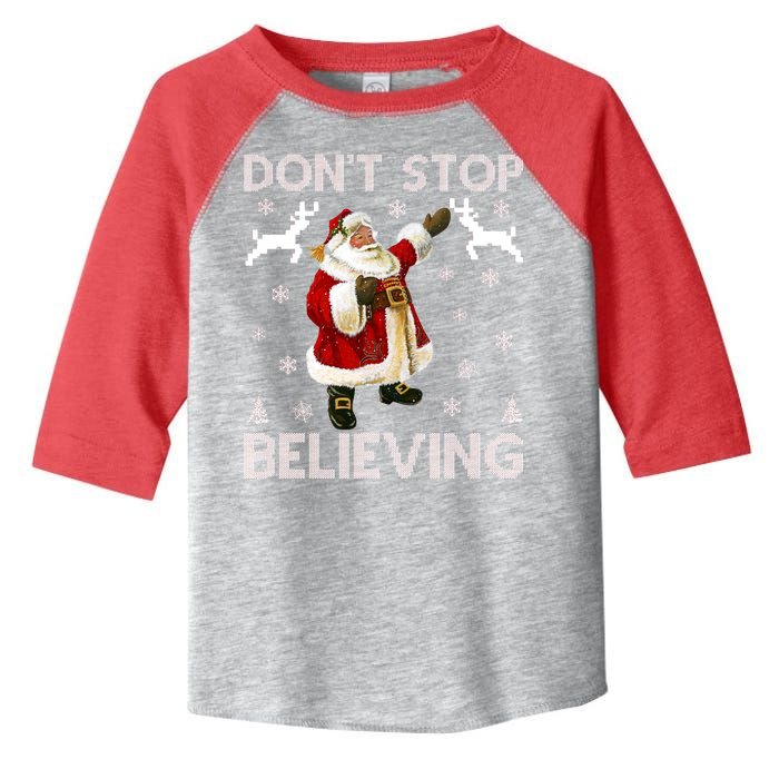 Don't Stop Believing Christmas Ugly Sweater Design Toddler Fine Jersey T-Shirt