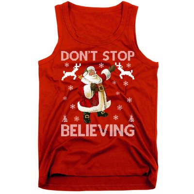 Don't Stop Believing Christmas Ugly Sweater Design Tank Top