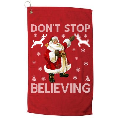 Don't Stop Believing Christmas Ugly Sweater Design Golf Towel