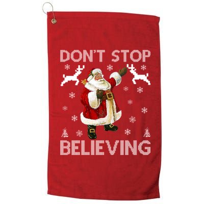 Don't Stop Believing Christmas Ugly Sweater Design Platinum Collection Golf Towel