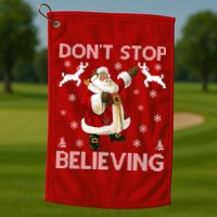 Don't Stop Believing Christmas Ugly Sweater Design Golf Towel
