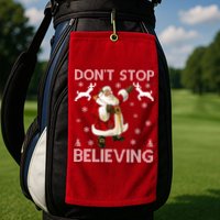 Don't Stop Believing Christmas Ugly Sweater Design Golf Towel