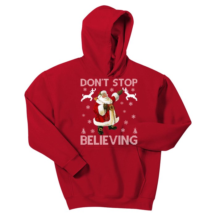 Don't Stop Believing Christmas Ugly Sweater Design Kids Hoodie