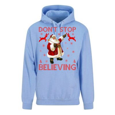 Don't Stop Believing Christmas Ugly Sweater Design Unisex Surf Hoodie