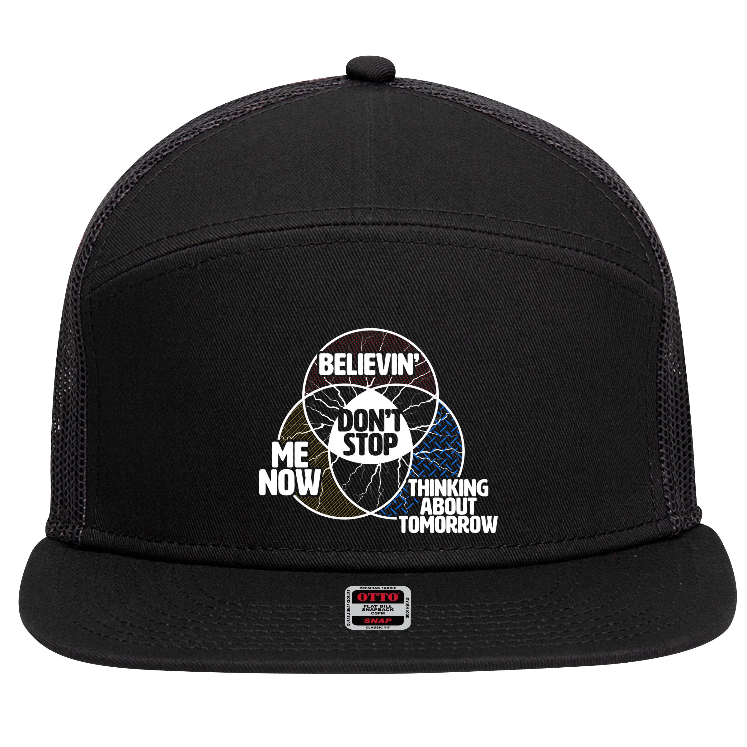 Don't Stop Believing Diagram Chart 7 Panel Mesh Trucker Snapback Hat