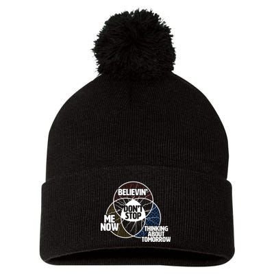 Don't Stop Believing Diagram Chart Pom Pom 12in Knit Beanie