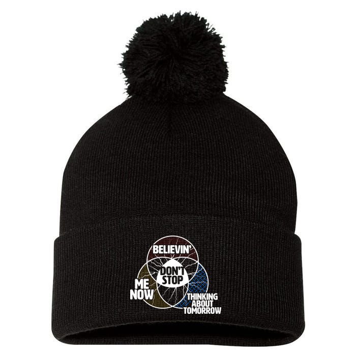 Don't Stop Believing Diagram Chart Pom Pom 12in Knit Beanie