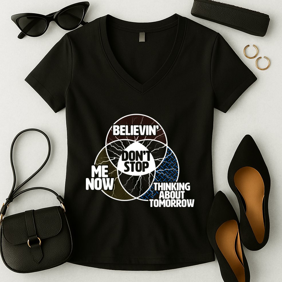 Don't Stop Believing Diagram Chart Women's V-Neck T-Shirt