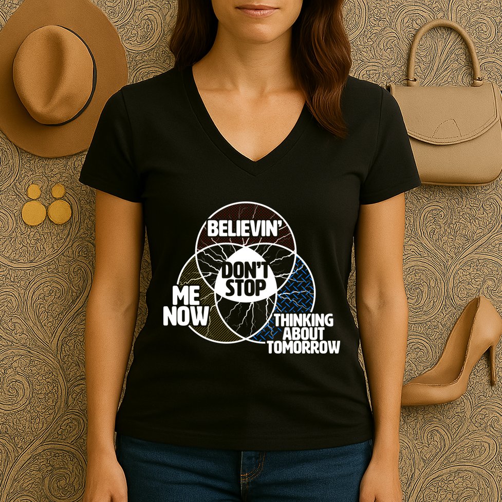 Don't Stop Believing Diagram Chart Women's V-Neck T-Shirt