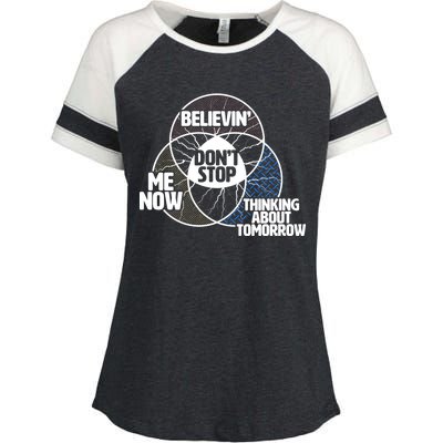 Don't Stop Believing Diagram Chart Enza Ladies Jersey Colorblock Tee