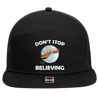 Don't Stop Believing In Santa 7 Panel Mesh Trucker Snapback Hat