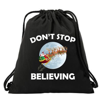 Don't Stop Believing In Santa Drawstring Bag