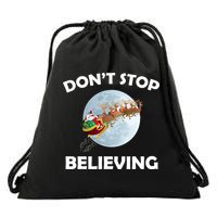 Don't Stop Believing In Santa Drawstring Bag