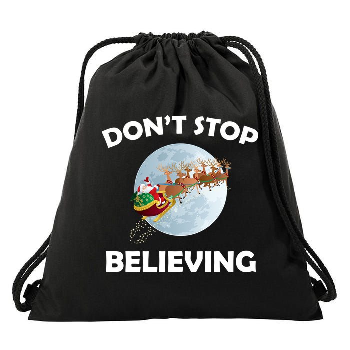 Don't Stop Believing In Santa Drawstring Bag