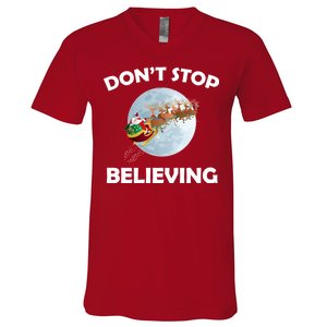 Don't Stop Believing In Santa V-Neck T-Shirt