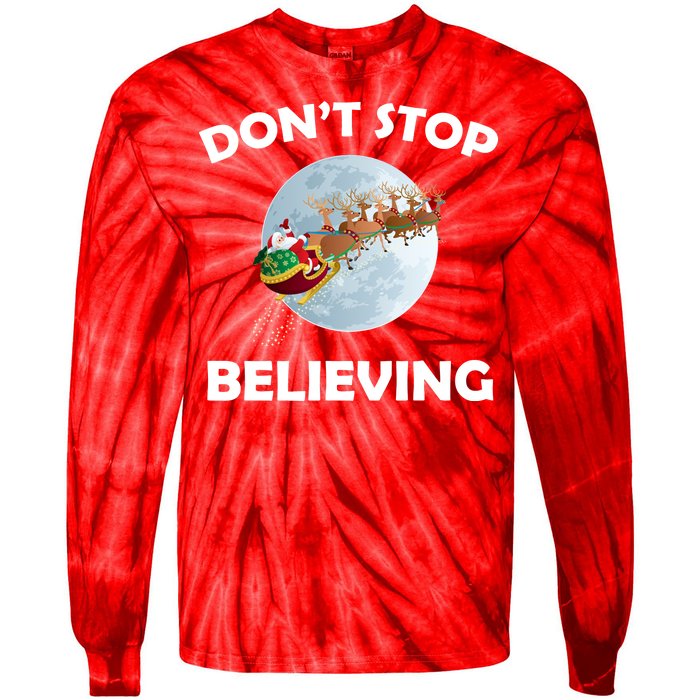 Don't Stop Believing In Santa Tie-Dye Long Sleeve Shirt