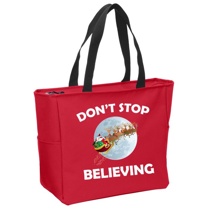 Don't Stop Believing In Santa Zip Tote Bag