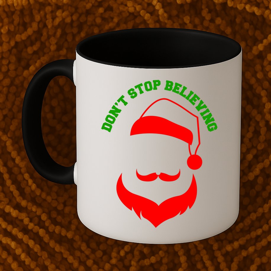 Don't Stop Believing Santa Face Mug