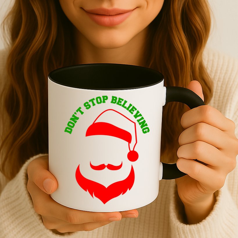 Don't Stop Believing Santa Face Mug