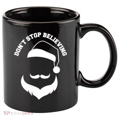 Don't Stop Believing Santa Face 11oz C Handle Ceramic Mug
