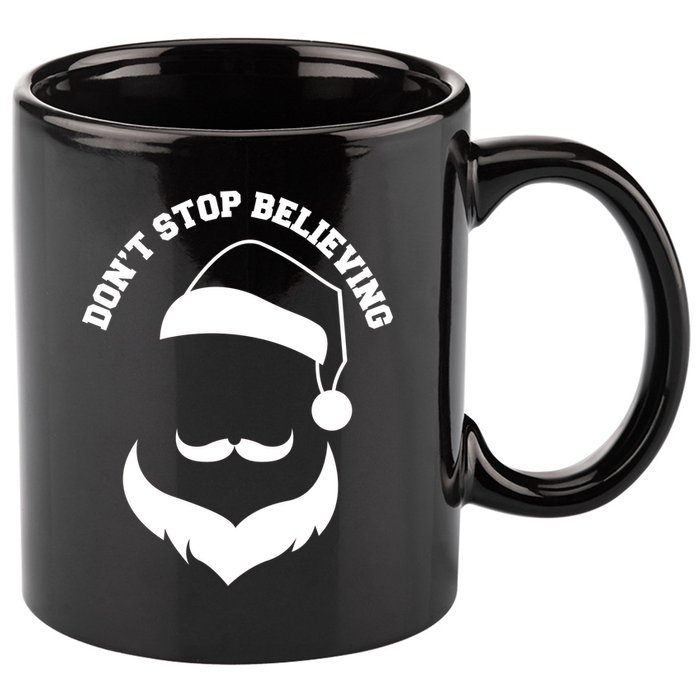 Don't Stop Believing Santa Face 11oz C Handle Ceramic Mug
