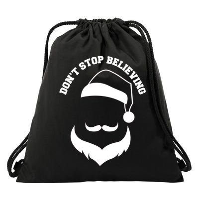 Don't Stop Believing Santa Face Drawstring Bag