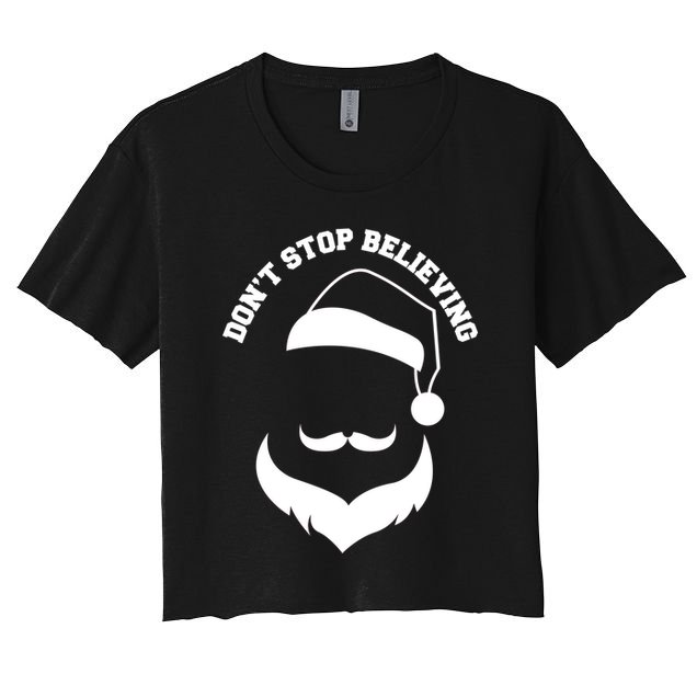 Don't Stop Believing Santa Face Crop Top