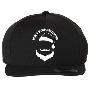 Don't Stop Believing Santa Face Wool Snapback Cap