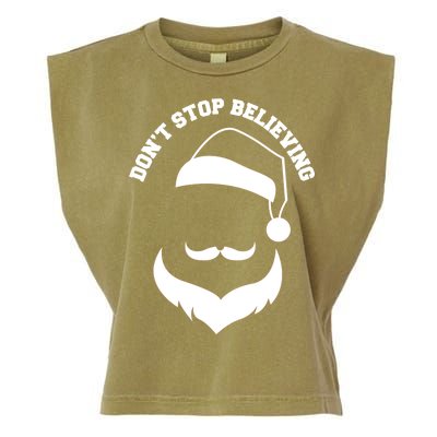 Don't Stop Believing Santa Face Garment-Dyed Women's Muscle Tee