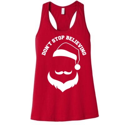 Don't Stop Believing Santa Face Women's Racerback Tank