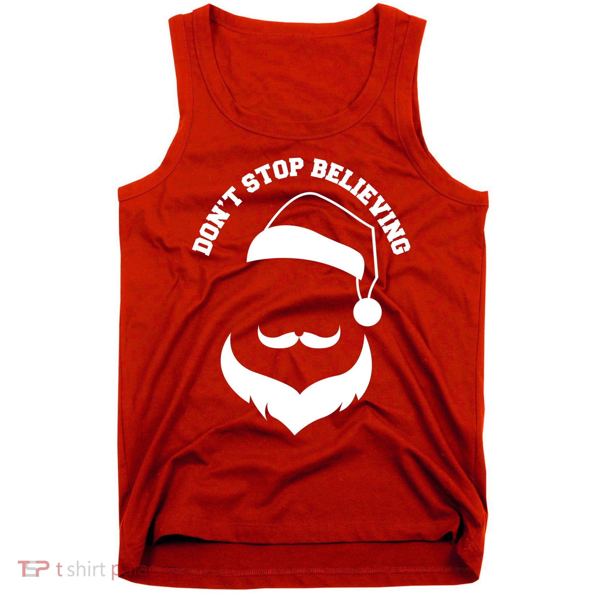 Don't Stop Believing Santa Face Tank Top