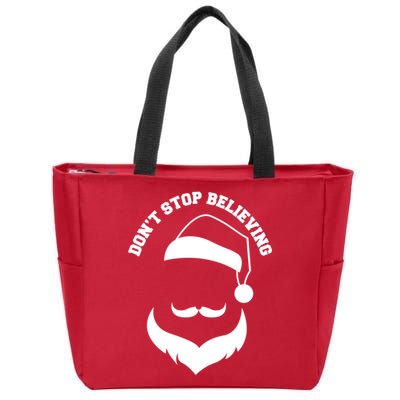 Don't Stop Believing Santa Face Zip Tote Bag