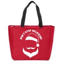 Don't Stop Believing Santa Face Zip Tote Bag