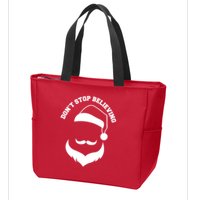 Don't Stop Believing Santa Face Zip Tote Bag