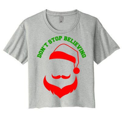 Don't Stop Believing Santa Face Women's Crop Top Tee