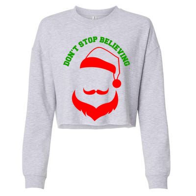 Don't Stop Believing Santa Face Cropped Pullover Crew