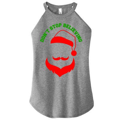 Don't Stop Believing Santa Face Women's Perfect Tri Rocker Tank