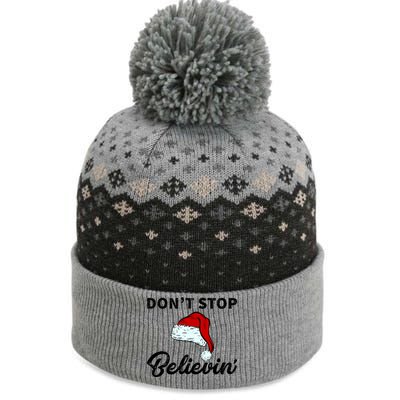 Don't Stop Believing Santa Hat The Baniff Cuffed Pom Beanie