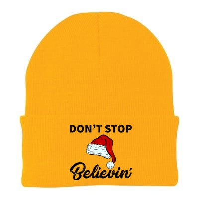 Don't Stop Believing Santa Hat Knit Cap Winter Beanie