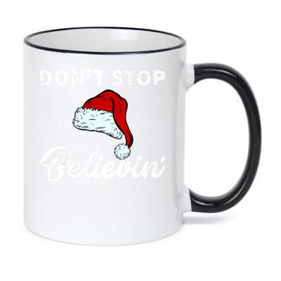 Don't Stop Believing Santa Hat 11oz Black Color Changing Mug