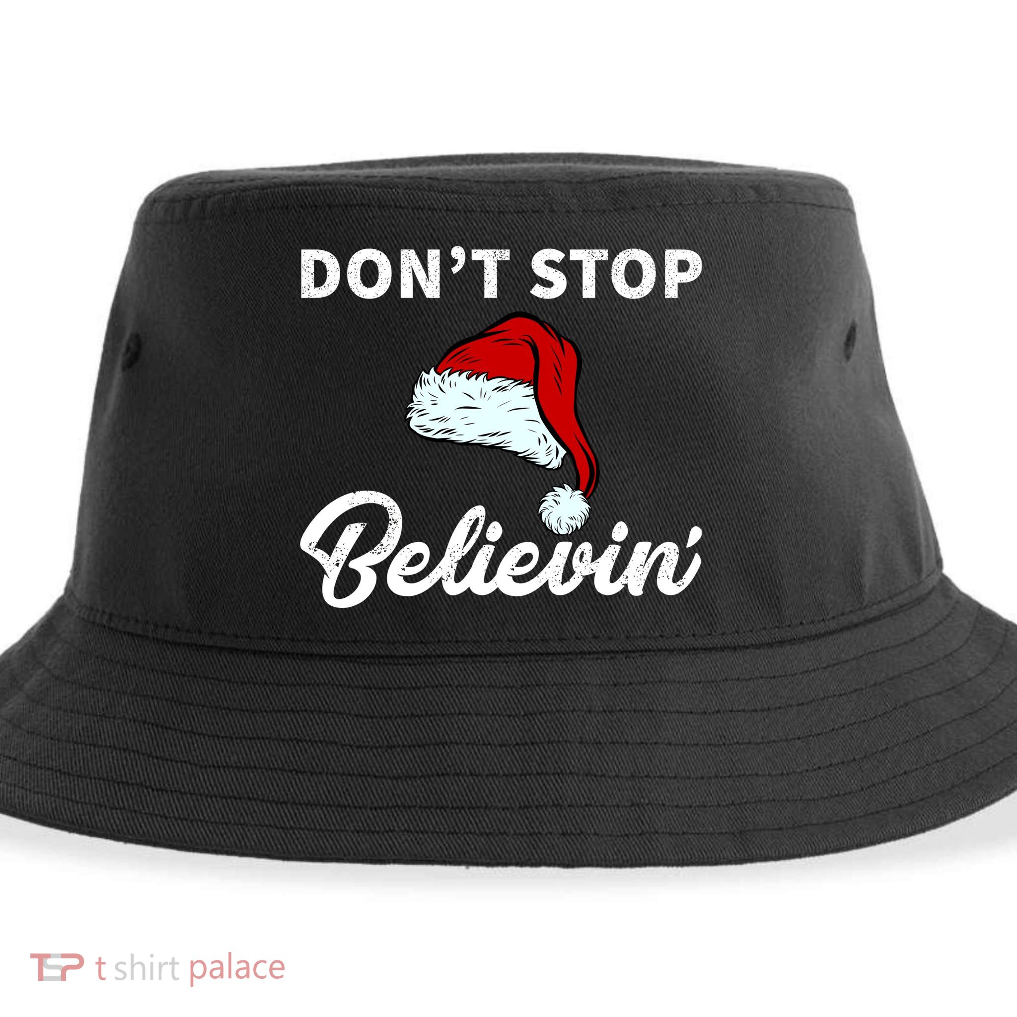 Don't Stop Believing Santa Hat Sustainable Bucket Hat