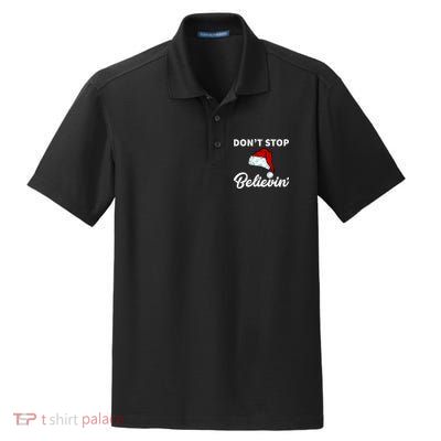 Don't Stop Believing Santa Hat Dry Zone Grid Polo