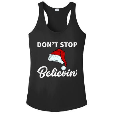 Don't Stop Believing Santa Hat Ladies PosiCharge Competitor Racerback Tank