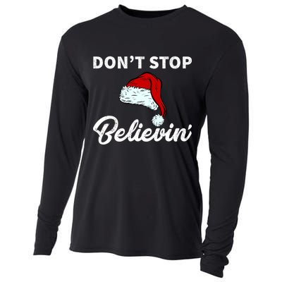 Don't Stop Believing Santa Hat Cooling Performance Long Sleeve Crew