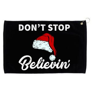 Don't Stop Believing Santa Hat Grommeted Golf Towel