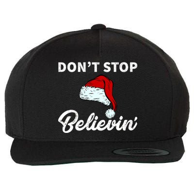 Don't Stop Believing Santa Hat Wool Snapback Cap