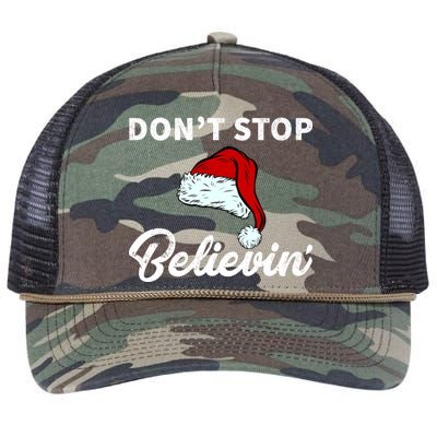 Don't Stop Believing Santa Hat Retro Rope Trucker Hat Cap